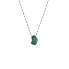 925 Sterling Silver Rough Malachite Slider Necklace With Chain 18" Bezel Set Jewelry Pack of 6
