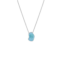 925 Sterling Silver Rough Larimar Slider Necklace With Chain 18" Bezel Set Jewelry Pack of 6