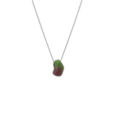 925 Sterling Silver Rough Ruby Zoisite Slider Necklace With Chain 18" Bezel Set Jewelry Pack of 6