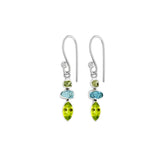 Designer Peridot Earrings Studded With Aquamarine, Tourmaline Pack of 1 (D70-6)