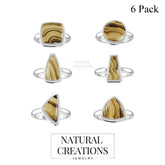 Natural Schalenblende Rings for Women in Sterling Silver (Pack of 6, Bezel-Set)