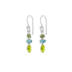 Designer Peridot Earrings Studded With Aquamarine, Tourmaline Pack of 1 (D70-6)