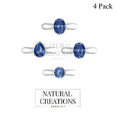 Natural Kyanite Rings for Women in Sterling Silver (Pack of 4, Prong-Set, Faceted)