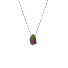 925 Sterling Silver Rough Ruby Zoisite Slider Necklace With Chain 18" Bezel Set Jewelry Pack of 6