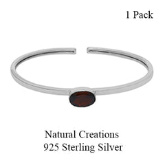 925 Sterling Silver Natural Garnet Cuff Bangle Jewelry Bezel Set Pack of 1