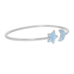 925 Sterling Silver Cab Rainbow Moonstone Twister Bangle Bezel Set Pack Of 1