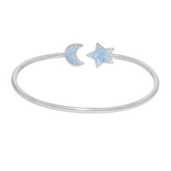 925 Sterling Silver Cab Rainbow Moonstone Twister Bangle Bezel Set Pack Of 1