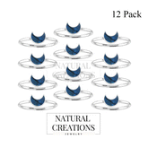 925 Sterling Silver Natural Cab Gemstone Bezel Set Moon Shape Ring Jewelry