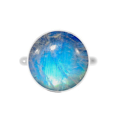 Natural Rainbow Moonstone Rings for Women in Sterling Silver (Pack of 6, Bezel-Set)