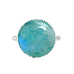 Natural Green Moonstone Rings for Women in Sterling Silver (Pack of 6, Bezel-Set)