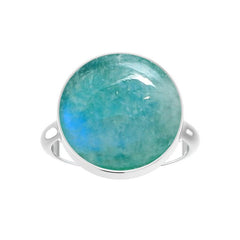 Natural Green Moonstone Rings for Women in Sterling Silver (Pack of 6, Bezel-Set)