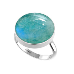 925 Sterling Silver Natural Green Moonstone Stone Ring Bezel Set Jewelry Pack of 6 - (Box 8) - Natural Creations | Dainty | Hand Crafted | Sterling Silver Jewelry