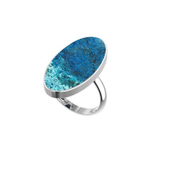 Natural Shattuckite Rings for Women in Sterling Silver (Pack of 4, Bezel-Set)