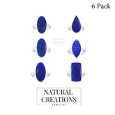 Natural Lapis Lazuli Ring 925 Sterling Silver Bezel Set Handmade Jewelry Pack of 6 - (Box 7)