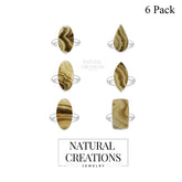 Natural Schalenblende Rings for Women in Sterling Silver (Pack of 6, Bezel-Set)