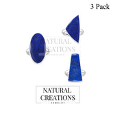 Natural Lapis Lazuli Rings for Women in Sterling Silver (Pack of 3, Bezel-Set)