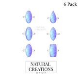 Natural Purple Moonstone Rings for Women in Sterling Silver (Pack of 6, Bezel-Set)