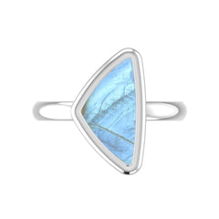 Natural Rainbow Moonstone Rings for Women in Sterling Silver (Pack of 6, Bezel-Set)