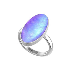 Natural Purple Moonstone Rings for Women in Sterling Silver (Pack of 6, Bezel-Set)