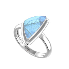 Natural Rainbow Moonstone Rings for Women in Sterling Silver (Pack of 6, Bezel-Set)
