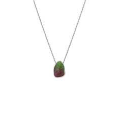 925 Sterling Silver Rough Ruby Zoisite Slider Necklace With Chain 18" Bezel Set Jewelry Pack of 6