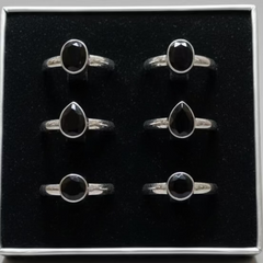 Black Tourmaline Pack of 6 Rings