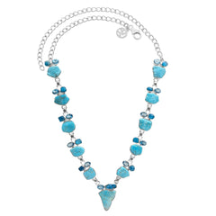 Designer Turquoise Necklace Studded With Sky Blue Topaz, Aquamarine Pack of 1 (D108-1)