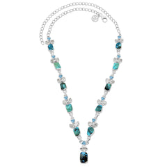 Designer Labradorite Necklace Studded With Swiss Blue Topaz, Herkimer Pack of 1 (D51-4)