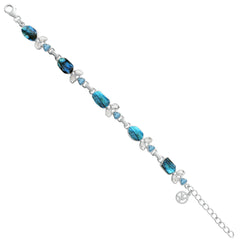 Designer Labradorite Bracelet Studded With Swiss Blue Topaz, Herkimer Pack of 1 (D51-4)