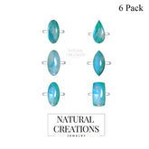 Natural Green Moonstone Rings for Women in Sterling Silver (Pack of 6, Bezel-Set)