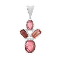 925 Sterling Silver Designer Tourmaline Pendant With Chain 18" In Handmade Jewelry Pack of 1