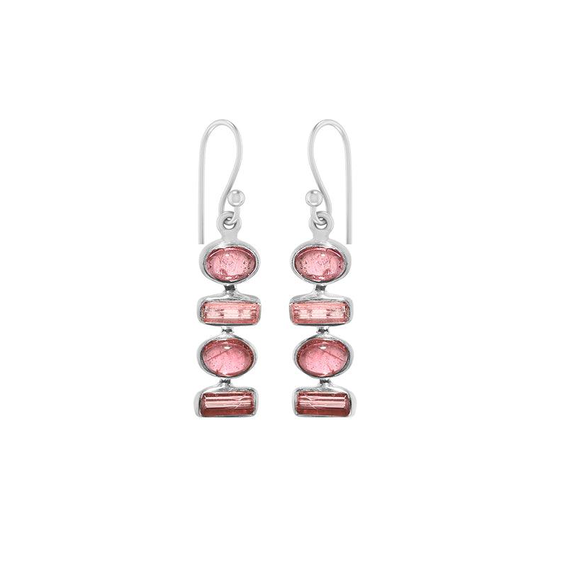 925 Sterling Silver Designer Tourmaline Earring Handmade Bezel Set Jewelry Pack Of 1 - Natural Creations | Dainty | Hand Crafted | Sterling Silver Jewelry