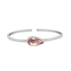 925 Sterling Silver Natural Morganite Cuff Bangle Jewelry Bezel Set Pack of 1