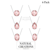 925 Sterling Silver Cut Morganite Slider Necklace With Chain 18" Bezel Set Jewelry Pack of 6