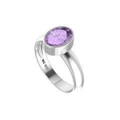 Natural Amethyst Rings for Women in Sterling Silver (Pack of 6, Prong-Set, Faceted)