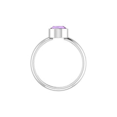 Natural Amethyst Rings for Women in Sterling Silver (Pack of 6, Prong-Set, Faceted)