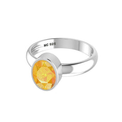 Natural Citrine Rings for Women in Sterling Silver (Pack of 6, Bezel-Set, Faceted)