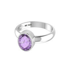 Natural Amethyst Rings for Women in Sterling Silver (Pack of 6, Prong-Set, Faceted)