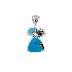 Designer Turquoise Pendant Studded With Meteorite, Paraiba Apatite Pack of 1 (D108-2)