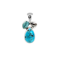 Designer Turquoise Pendant Studded With Meteorite, Paraiba Apatite Pack of 1 (D108-6)