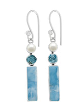 Designer Larimar Earrings Studded With Paraiba Apatite, Pearl Pack of 1 (D53-2)