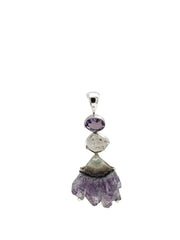 Designer Amethyst Stalactite Pendant Studded With Herkimer, Amethyst Pack of 1 (D6-3)