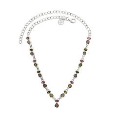 Designer Watermelon Tourmaline Necklace Studded With Pink Tourmaline & Green Tourmaline