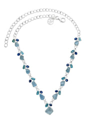 Designer Aquamarine Necklace Studded With Paraiba Apatite, Kyanite Pack of 1 (D9-2)