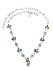 Designer Morganite Necklace Studded With Peridot, Tourmaline, Paraiba Pack Of (D62-1)