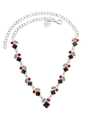 Designer Smoky Necklace Studded With Rose Quartz, Red Coral Pack of 1 (D92-1)