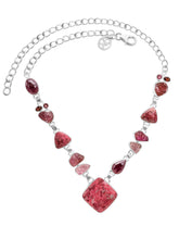 Designer Thulite Necklace Studded With Garnet, Pink Spinal Pack of 1 (D101-3)