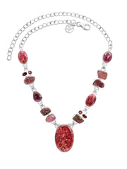 Designer Thulite Necklace Studded With Garnet, Pink Spinal Pack of 1 (D101-3)