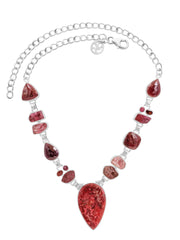 Designer Thulite Necklace Studded With Garnet, Pink Spinal Pack of 1 (D101-3)