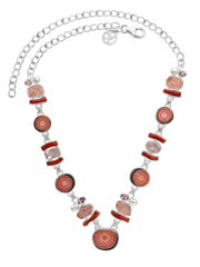 Designer Rhodochrosite Necklace Studded With Pearl, Red Coral Pack of 1 (D81-4)